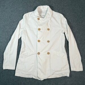 Frank & Eileen Belfast Style White‎ Linen Flax Blend Double Breasted Jacket Sz S